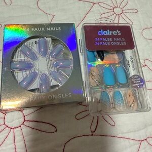 Claire's Holographic Blue Faux Nails